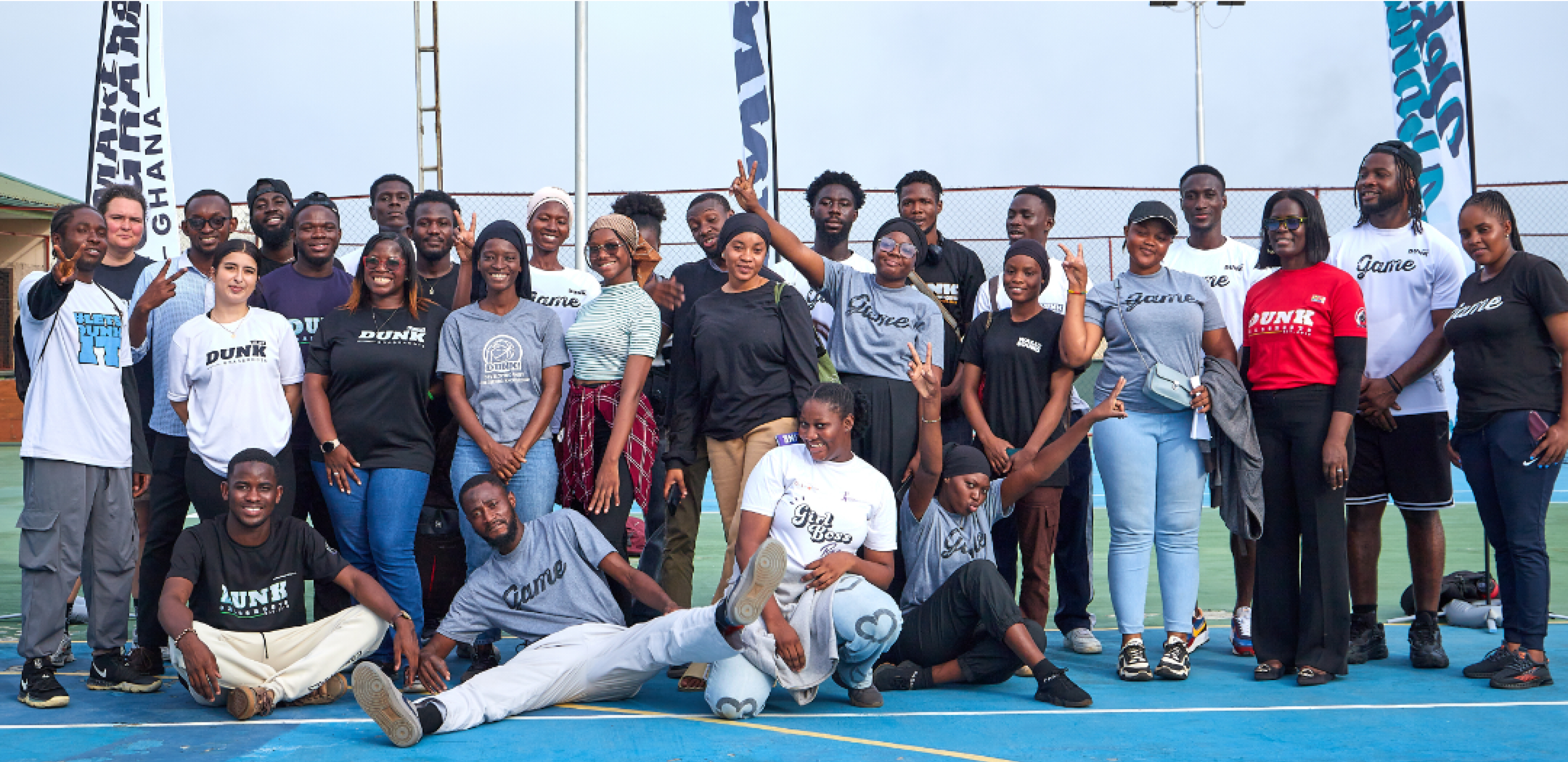 Young People on a basketball court