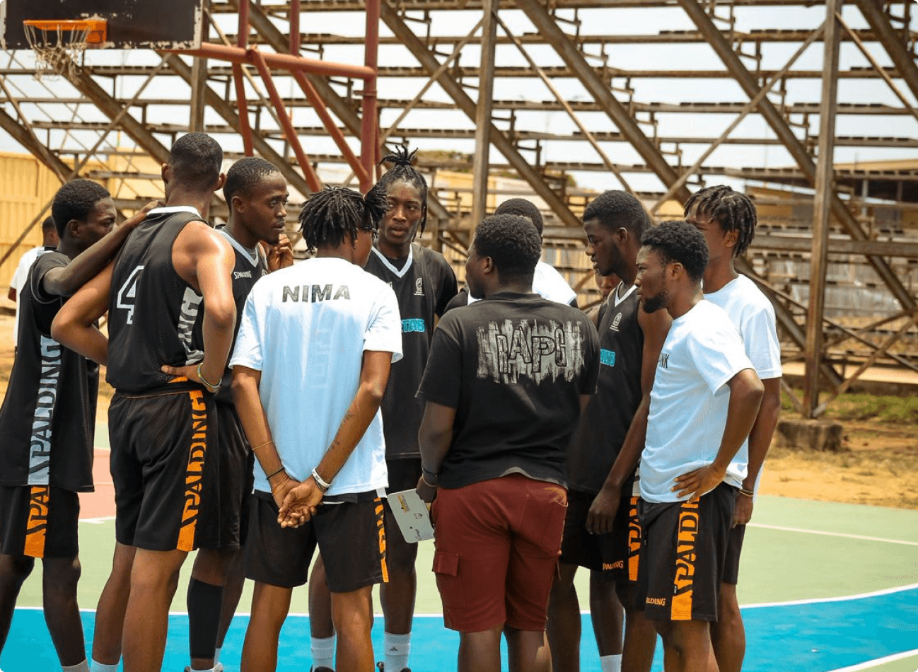 Young athletes celebrating together